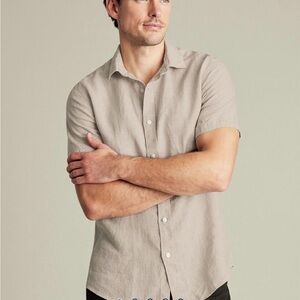 Charles Tyrwhitt Men's Short-Sleeve Linen Shirt — Tan